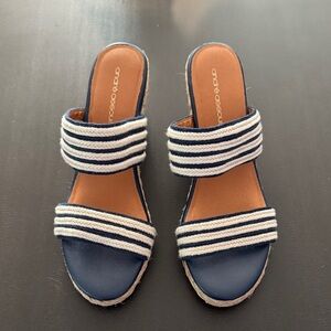 Andre Assous Navy and Cream Espadrille Sandals